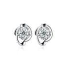 925 Sterling Silver Simple Elegant Exquisite Heart Shape Earrings And Ear Studs With Cubic Zircon Silver - One Size