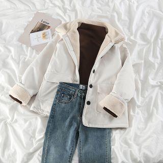 Fleece-lined Button Jacket White - One Size