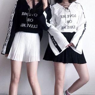 Lettering Lace-up Sweatshirt