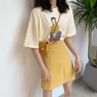 Print Loose-fit Short-sleeve T-shirt / Slim-fit Skirt