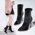 Stiletto-heel Pointy-toe Patent Short Boots