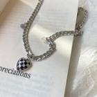Checkerboard Heart Pendant Necklace