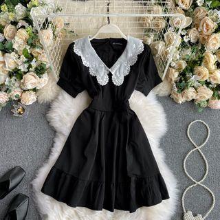 Short-sleeve Lace Peter Pan Collar Dress
