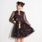 Long-sleeve Fish Print A-line Dress