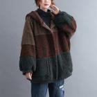 Color-block Pocket Fleece Coat