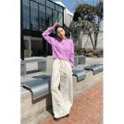 Drawstring Patch-pocket Wide-leg Pants