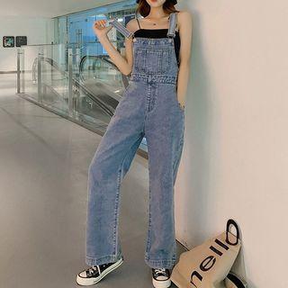 Wide Leg Denim Dungarees