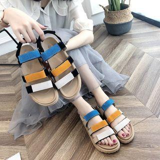 Color Block Adhesive Strap Sandals