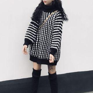 Turtleneck Striped Sweater Black - One Size
