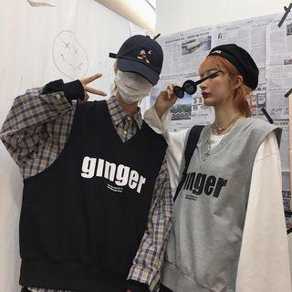 Couple Matching Lettering V-neck Knit Vest