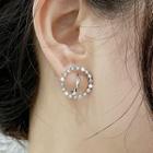 Rhinestone Hoop Alloy Earring 1pc - Silver - One Size