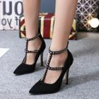 Pointy Toe Studded High Heel Pumps