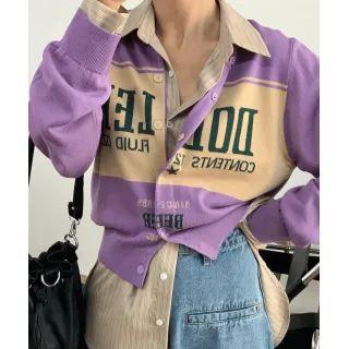Color-block Letter Cardigan
