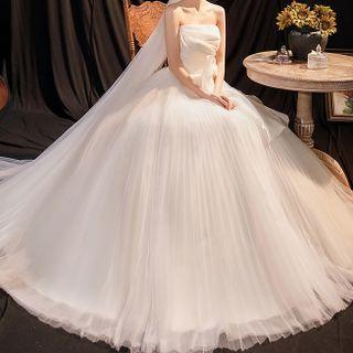 Strapless Tie-side A-line Wedding Gown