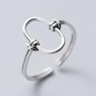 925 Sterling Silver Cutout Oval Open Ring Silver - One Size