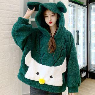 Reindeer Print Fleece Hoodie