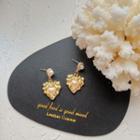 Faux Pearl Heart Dangle Earring 1 Pair - Silver Needle Earring - Gold - One Size