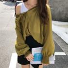 Plain Blouse / Asymmetrical Buttoned A-line Skirt