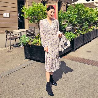 High-waist Long Floral Dress