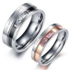 Couple Rhinestone Lettering Titanium Steel Ring