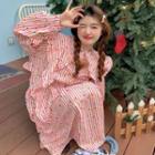 Striped Ruffled Shirtdress