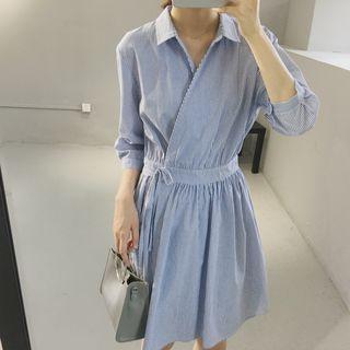 Striped 3/4-sleeve Shirtdress