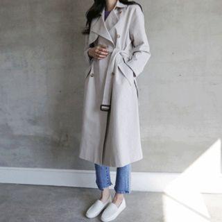 Epaulet Flap Trench Coat With Belt
