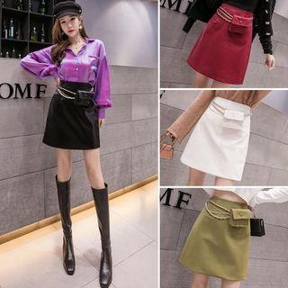 Faux Leather Pencil Skirt / Belt Bag / Set