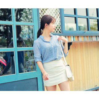Flat-front Linen Blend Skort