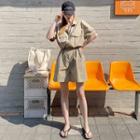 Zip-up Drawcord Safari Playsuit