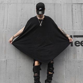 Short Batwing-sleeve T-shirt Black - One Size