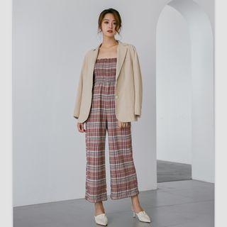 Plaid Tube Jumpsuit