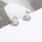 925 Sterling Silver Rhinestone Stud Earring 1 Pair - 925 Silver - Silver - One Size