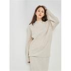 Mock-neck Wool Blend Knit Top Cream - One Size