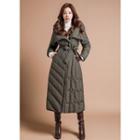 Hooded Duck-down Padded Coat With Sash