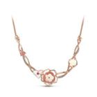 Sweet Plated Rose Golden Rose Necklace With White Austrian Element Crystals