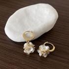 Flower Shell Rhinestone Alloy Dangle Earring 1 Pair - Gold & White - One Size