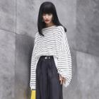 Oversized Striped Sheer Knit Top