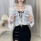 Lace Tied Cardigan White - One Size