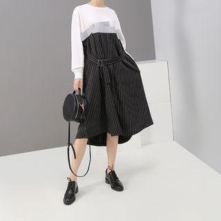 Panel Striped Long-sleeve Dress