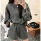 Set: Long-sleeve Loose-fit Top + Shorts