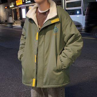 Printed Long-sleeve Fleece Zipped Jacket