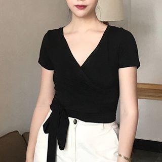 V-neck Ribbon Lace-up Top