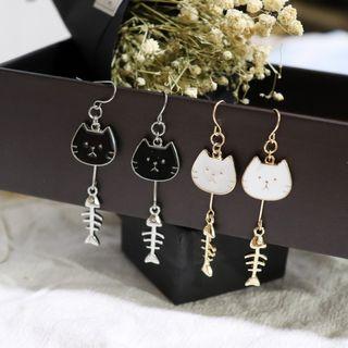 Alloy Cat & Fish Bone Dangle Earring