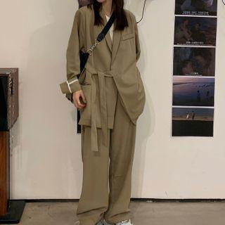 Tie-waist Blazer / Wide-leg Dress Pants