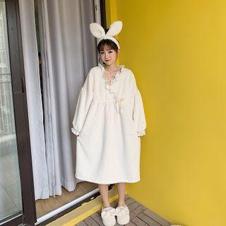 Ruffled Fleece Midi Sleep Dress / Pullover / Lounge Pants / Set