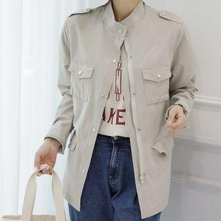 Epaulette-shoulder Pocket-detail Zip-up Jacket