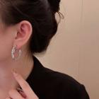 Rhinestone Alloy Open Hoop Earring 1 Pair - E4778 - Silver - One Size