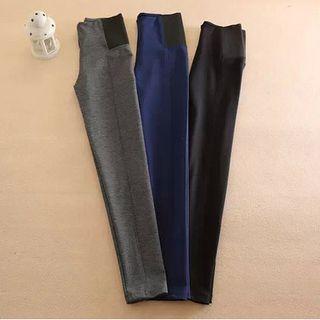 Seam Front Elastic Waist Skinny Pants
