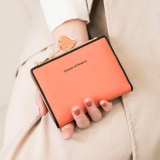 Heart Charm Lettering Zip Wallet